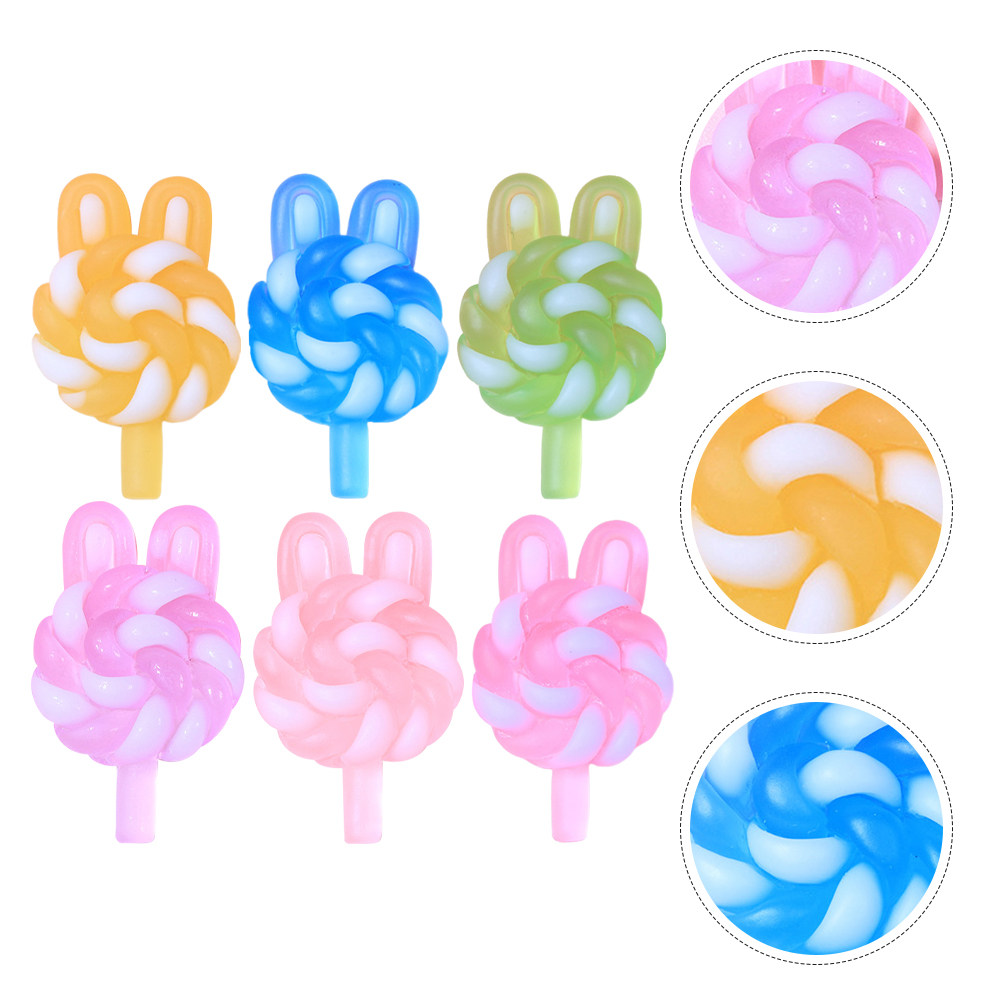 Resin Craft Supplies - 24Pcs Cute Cartoon Lollipop Charms Rabbit