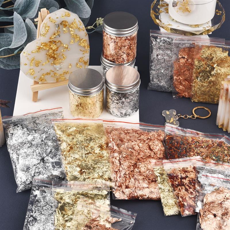 Gold Foil Flakes - 1/2/3/5/10G Giả Vàng Bạc Đồng Lá