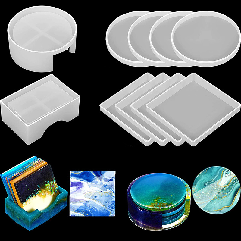 5Pcs/Set DlY Epoxy Resin Cup C - đánh giá và giá Coaster Mold Round