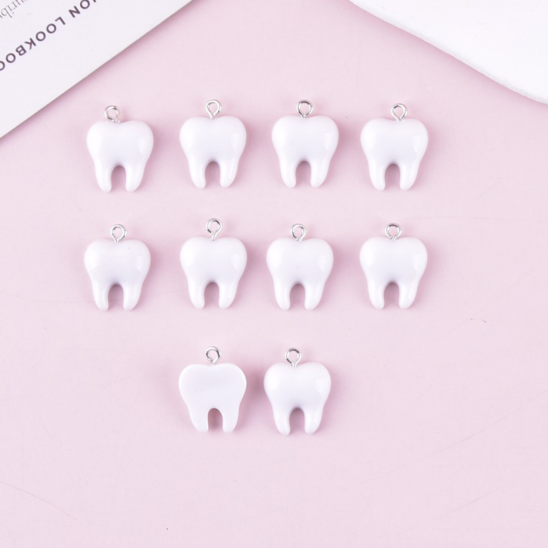 10pcs Cute White Teeth Resin P - đánh giá và giá Resin Craft Projects