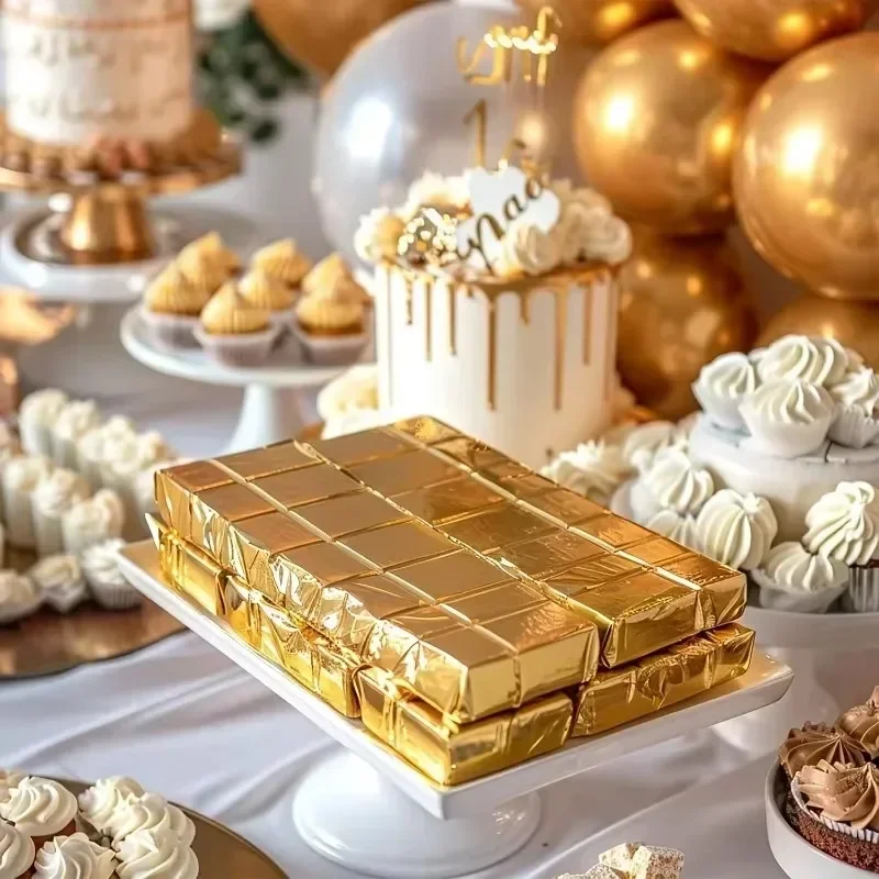 100PCS Large Dubai Chocolate C - đánh giá và giá Gold Foil Flakes