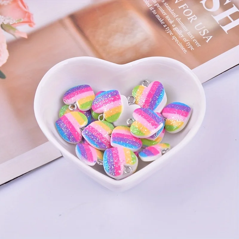 10Pcs Colorful Heart Resin Cha - đánh giá và giá Resin Crafts Diy