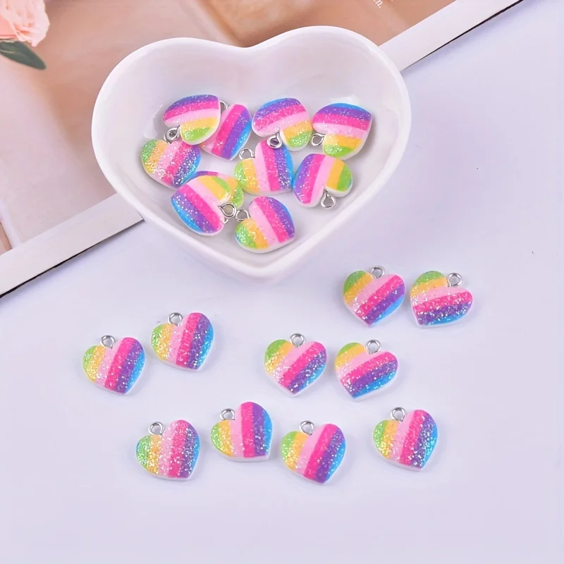 10Pcs Colorful Heart Resin Cha - đánh giá và giá Resin Crafts Diy