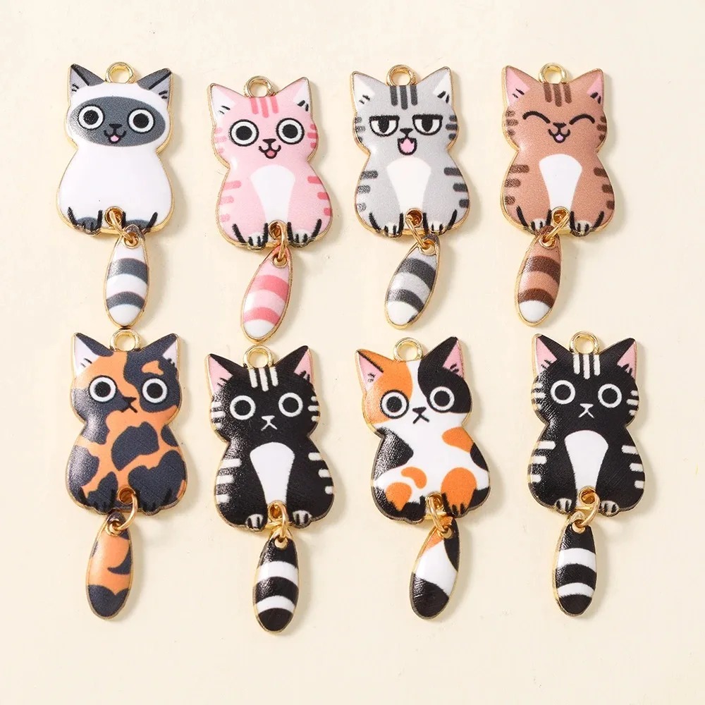 10Pcs 16×39mm Cute Cartoon Cat - đánh giá và giá Resin Craft Supplies