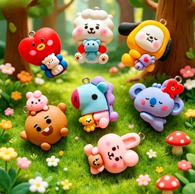 7pcs BT21 Resin Cartoon Charm  - đánh giá và giá Resin Craft Supplies