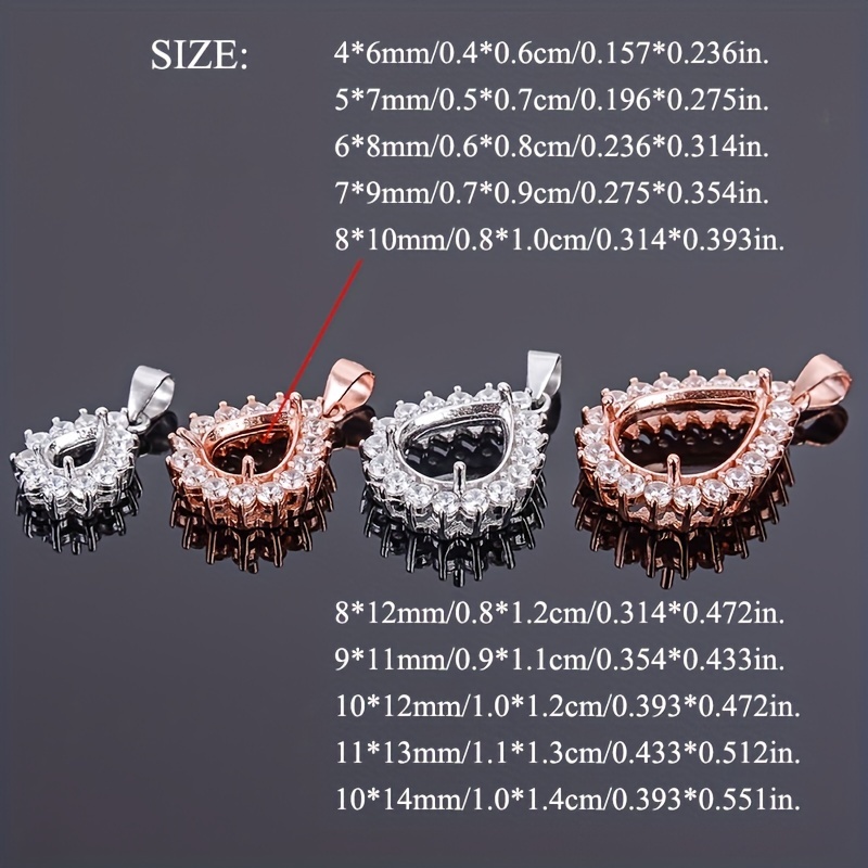 1pc Rose Golden Silvery Tear D - đánh giá và giá Bezels Set Pendant
