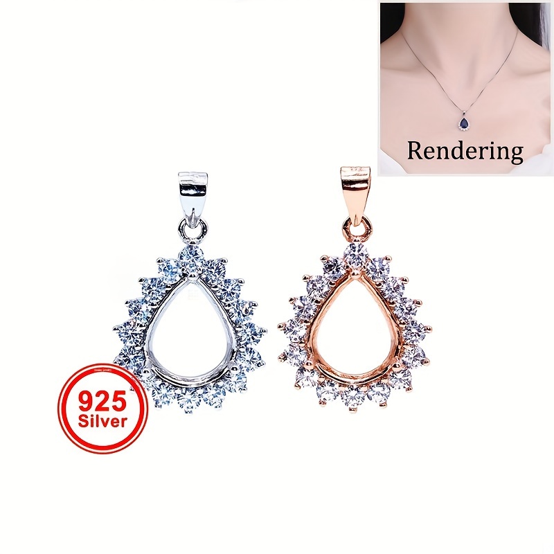 1pc Rose Golden Silvery Tear D - đánh giá và giá Bezels Set Pendant